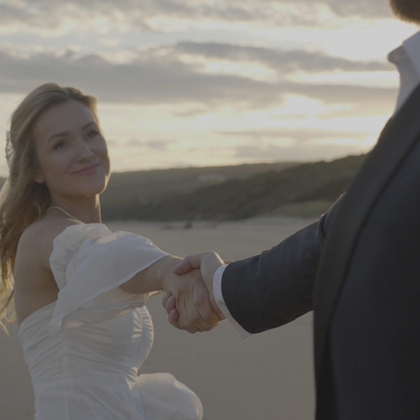 A bride relaxed in front of the camera on her wedding day